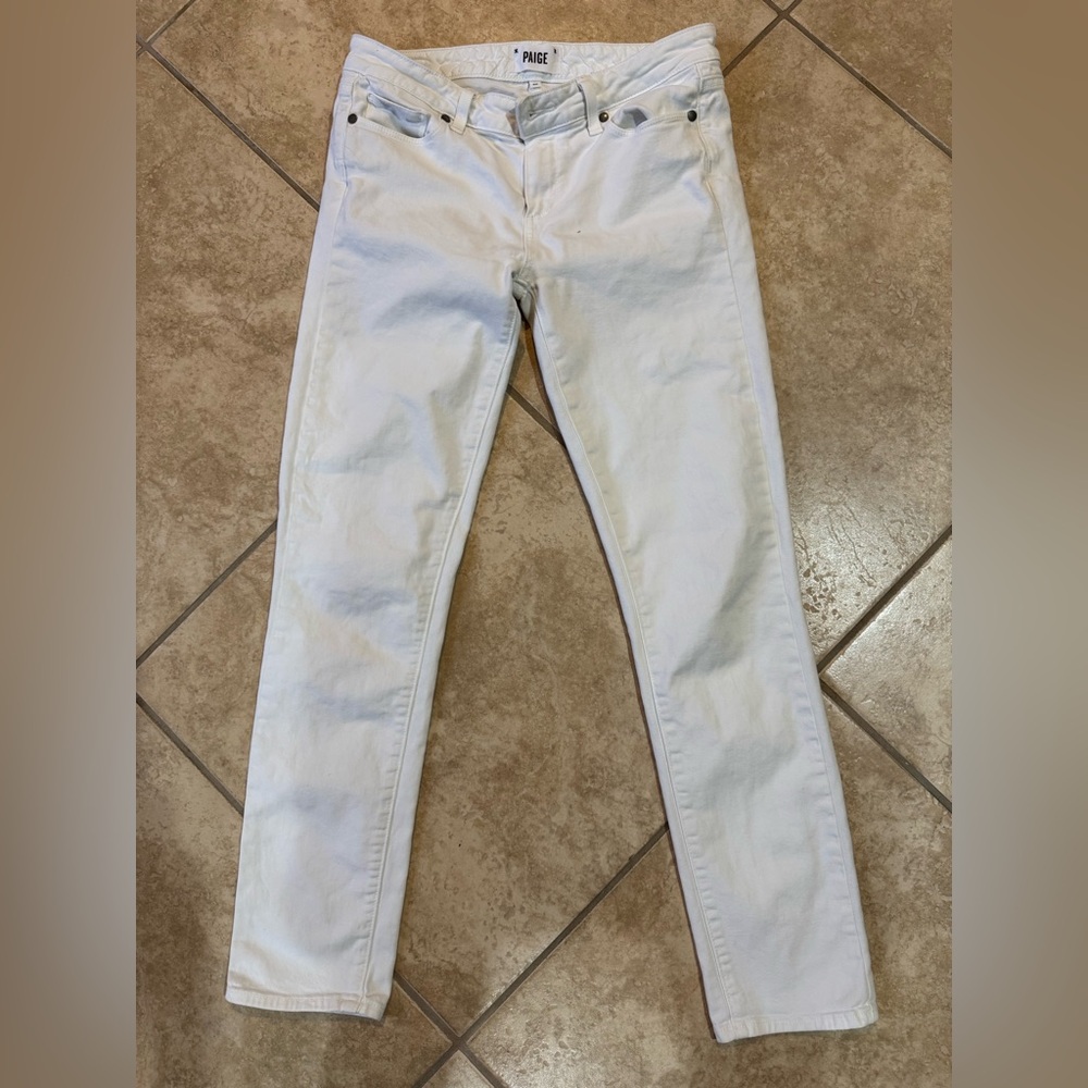 PAIGE Skyline Ankle Peg White Denim Jeans Sz 28